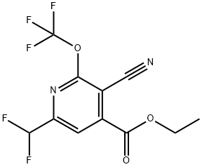 Ethyl 3-cyano-6-(difluoromethyl)-2-(trifluoromethoxy)pyridine-4-carboxylate Structural