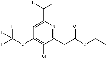 Ethyl 3-chloro-6-(difluoromethyl)-4-(trifluoromethoxy)pyridine-2-acetate Structural