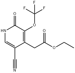 Ethyl 5-cyano-2-hydroxy-3-(trifluoromethoxy)pyridine-4-acetate Structural