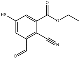 Ethyl 2-cyano-3-formyl-5-mercaptobenzoate Structural