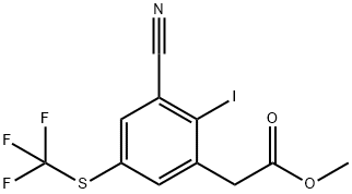 Methyl 3-cyano-2-iodo-5-(trifluoromethylthio)phenylacetate Structural