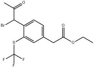 Ethyl 4-(1-bromo-2-oxopropyl)-3-(trifluoromethylthio)phenylacetate Structural