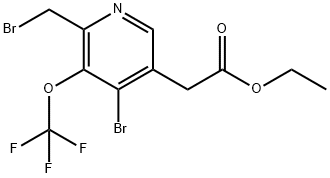 Ethyl 4-bromo-2-(bromomethyl)-3-(trifluoromethoxy)pyridine-5-acetate Structural