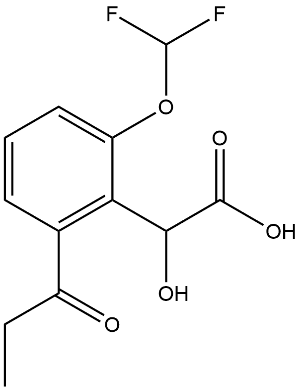 Benzeneacetic acid, 2-(difluoromethoxy)-α-hydroxy-6-(1-oxopropyl)- Structural