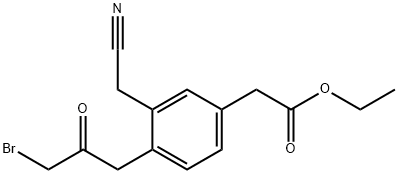 Ethyl 4-(3-bromo-2-oxopropyl)-3-(cyanomethyl)phenylacetate Structural