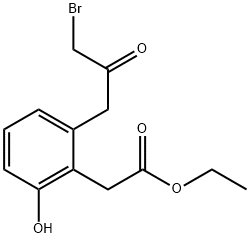 Ethyl 2-(3-bromo-2-oxopropyl)-6-hydroxyphenylacetate Structural