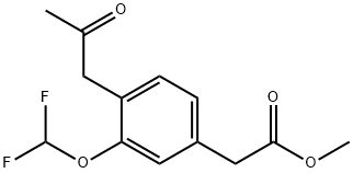 Methyl 3-(difluoromethoxy)-4-(2-oxopropyl)phenylacetate Structural