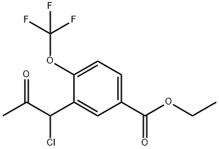 Ethyl 3-(1-chloro-2-oxopropyl)-4-(trifluoromethoxy)benzoate Structural