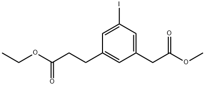 Methyl 3-(3-ethoxy-3-oxopropyl)-5-iodophenylacetate Structural
