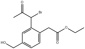 Ethyl 2-(1-bromo-2-oxopropyl)-4-(hydroxymethyl)phenylacetate Structural