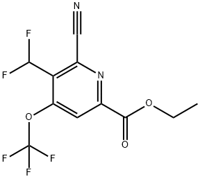 Ethyl 2-cyano-3-(difluoromethyl)-4-(trifluoromethoxy)pyridine-6-carboxylate Structural