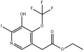 Ethyl 3-hydroxy-2-iodo-4-(trifluoromethoxy)pyridine-5-acetate Structural
