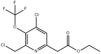 Ethyl 4-chloro-2-(chloromethyl)-3-(trifluoromethoxy)pyridine-6-acetate Structural