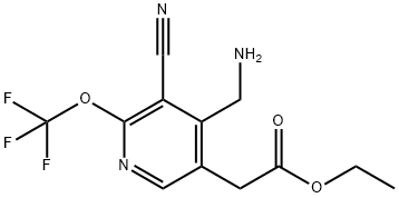 Ethyl 4-(aminomethyl)-3-cyano-2-(trifluoromethoxy)pyridine-5-acetate Structural
