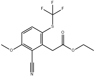 Ethyl 2-cyano-3-methoxy-6-(trifluoromethylthio)phenylacetate Structural