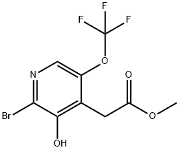 Methyl 2-bromo-3-hydroxy-5-(trifluoromethoxy)pyridine-4-acetate Structural