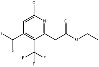 Ethyl 6-chloro-4-(difluoromethyl)-3-(trifluoromethyl)pyridine-2-acetate Structural