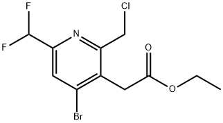 Ethyl 4-bromo-2-(chloromethyl)-6-(difluoromethyl)pyridine-3-acetate Structural