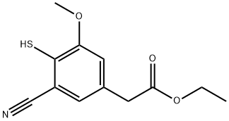 Ethyl 3-cyano-4-mercapto-5-methoxyphenylacetate Structural