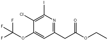 Ethyl 3-chloro-2-iodo-4-(trifluoromethoxy)pyridine-6-acetate Structural