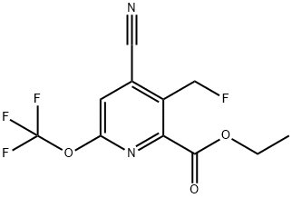 Ethyl 4-cyano-3-(fluoromethyl)-6-(trifluoromethoxy)pyridine-2-carboxylate Structural