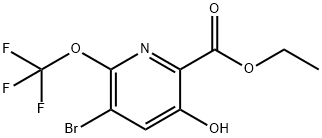 Ethyl 3-bromo-5-hydroxy-2-(trifluoromethoxy)pyridine-6-carboxylate Structural