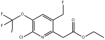 Ethyl 2-chloro-5-(fluoromethyl)-3-(trifluoromethoxy)pyridine-6-acetate Structural