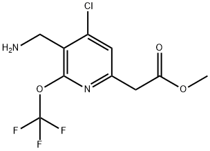 Methyl 3-(aminomethyl)-4-chloro-2-(trifluoromethoxy)pyridine-6-acetate Structural