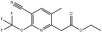 Ethyl 3-cyano-5-methyl-2-(trifluoromethoxy)pyridine-6-acetate Structural