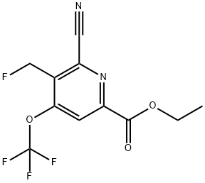 Ethyl 2-cyano-3-(fluoromethyl)-4-(trifluoromethoxy)pyridine-6-carboxylate Structural