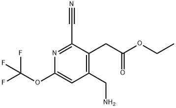 Ethyl 4-(aminomethyl)-2-cyano-6-(trifluoromethoxy)pyridine-3-acetate Structural