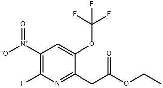 Ethyl 2-fluoro-3-nitro-5-(trifluoromethoxy)pyridine-6-acetate Structural