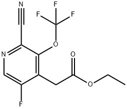 Ethyl 2-cyano-5-fluoro-3-(trifluoromethoxy)pyridine-4-acetate Structural