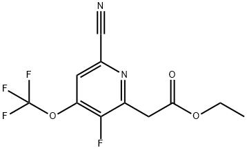 Ethyl 6-cyano-3-fluoro-4-(trifluoromethoxy)pyridine-2-acetate Structural