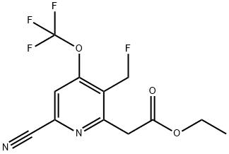 Ethyl 6-cyano-3-(fluoromethyl)-4-(trifluoromethoxy)pyridine-2-acetate Structural