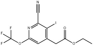 Ethyl 2-cyano-3-iodo-6-(trifluoromethoxy)pyridine-4-acetate Structural