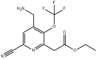 Ethyl 4-(aminomethyl)-6-cyano-3-(trifluoromethoxy)pyridine-2-acetate Structural