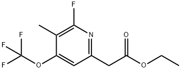 Ethyl 2-fluoro-3-methyl-4-(trifluoromethoxy)pyridine-6-acetate Structural