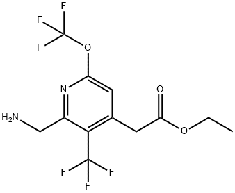 Ethyl 2-(aminomethyl)-6-(trifluoromethoxy)-3-(trifluoromethyl)pyridine-4-acetate Structural