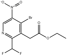 Ethyl 4-bromo-2-(difluoromethyl)-5-nitropyridine-3-acetate Structural