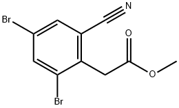 Methyl 2-cyano-4,6-dibromophenylacetate Structural