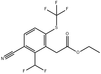 Ethyl 3-cyano-2-difluoromethyl-6-(trifluoromethylthio)phenylacetate Structural