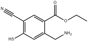 Ethyl 2-aminomethyl-5-cyano-4-mercaptobenzoate Structural