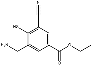 Ethyl 3-aminomethyl-5-cyano-4-mercaptobenzoate Structural