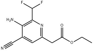 Ethyl 3-amino-4-cyano-2-(difluoromethyl)pyridine-6-acetate Structural