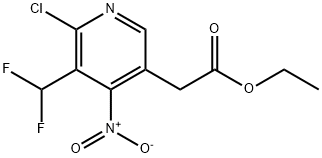 Ethyl 2-chloro-3-(difluoromethyl)-4-nitropyridine-5-acetate Structural