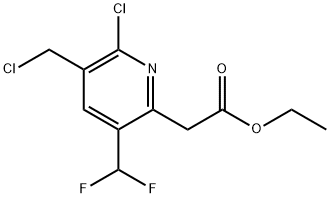 Ethyl 2-chloro-3-(chloromethyl)-5-(difluoromethyl)pyridine-6-acetate Structural