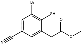 Methyl 3-bromo-5-cyano-2-mercaptophenylacetate Structural