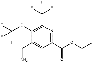 Ethyl 4-(aminomethyl)-3-(trifluoromethoxy)-2-(trifluoromethyl)pyridine-6-carboxylate Structural