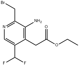 Ethyl 3-amino-2-(bromomethyl)-5-(difluoromethyl)pyridine-4-acetate Structural
